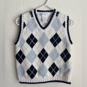 Janie and Jack Black and White Argyle Sweater Vest